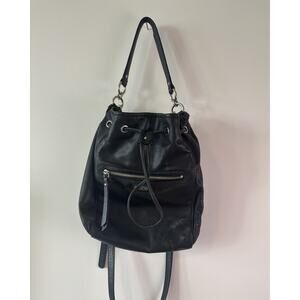 Coach F25661 Black Leather Drawstring Bucket Bag Shoulder Bag